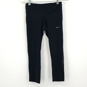 Nike Dri-Fit XS Blackback zipper pocket mesh cut out Capri leggings gray logo